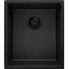 PRIMAGRAN Lavello da Cucina Tutto Nero 41x47cm, Lavandino in Granito a 1 vasca + Sifone Classico, Lavabo da Cucina Incasso al Mobile 45cm - London Slim S123