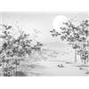 Wesmilewallpaper Carta Da Parati Fotografica Bianco E Nero Arte Zen Foresta Lago Acqua Luna Natura Scenario 200x140cm Damascata Murales Da Parete Poster