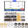 Glarks Set di occhielli per fiori da 5 mm, 320 pezzi, 4 colori, occhielli in metallo per scarpe, cinture, borse e altri progetti in pelle