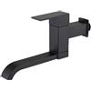 XSDSM Rubinetti per Lavelli da Cucina a Muro Girevole a 180° Rubinetto a Parete Solo Acqua Fredda Quadrato Maniglia Singola Aperta Foro Singolo G1/2,Nero