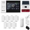 HUXGO® HXA007 Allarme casa senza fili WiFi + GSM 4G con wireless Sirena solare | Kit allarme con 1x rilevatore di movimento, 7x sensori per porte e finestre, telecomando | Compatibile con TUYA