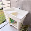 Leaceuv Lavello da Esterno Autoportante,Lavabo da Esterno in Plastica,Mobile Lavandino Lavanderia,Portatile Lavelli di Utilità con Rubinetto e Tubo Flessibile,per Cucina,Campeggio,Giardino(White,68x58x80cm)