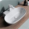 doporro Lavabo da Appoggio in Ceramica Bianco Lucido, Lavandino Bagno Moderno con Foro Rubinetto e Rivestimento Nano 56x39,5x12,5 cm Brüssel899