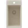 PRIMAGRAN Lavello da Cucina Tutto Beige 28x50cm, Lavandino in Granito a 1 vasca + Sifone Classico, Lavabo da Cucina Incasso al Mobile 30cm - Riga S010