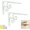 KDDEON Staffe per Mensole a Triangolo a Gancio in Metallo in Ferro Battuto,Staffa per Mensola ad Angolo Retto,per Camera da Letto Soggiorno Decorazione Studio Bagno,2 Pezzi (190x140mm/7.5x5.5in,white)