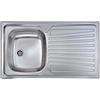 Yellowshop - MONDIAL 3 Lavello incasso acciaio inox con piano appoggio a sx o dx cm 86x50 con sifone e piletta (Piano appoggio Dx)