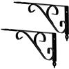 LLPEIJIE026 2 Pezzi Staffe Staffa per Mensola,Staffa per Mensola in Ghisa, Riccamente Ornata,Reggimensola Ferro Battuto,con Viti,Tubo di Espansione in Nylon,per Casa,Bagno,Soggiorno,Libreria(black300x193mm)