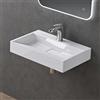 doporro Lavabo Bagno Rettangolare 60 cm, Lavandino Bagno da Appoggio o Sospeso in Minerale Fuso Bianco Lucido, Foro Rubinetto, Scarico Incluso Colossum19