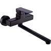 ZPSPZ Rubinetto Cucina a Muro Nero Rubinetto Per Lavabo Ottone Calda e Fredda Girevole Doppio Foro Miscelatore Cucina-30 Cm