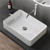 doporro Lavabo Bagno Rettangolare Lavabo da Appoggio in Ceramica Lavandino con Bordo Sottile 50x35x11 cm Bianco Lucido Lavamani Lavello senza Foro Rubinetto per Guardaroba Bagno Brüssel105