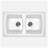 BB BuyBath Lavello cucina da incasso in ceramica con 2 vasche 86x50 cm colore bianco - Libby