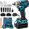 Oamger Avvitatore a percussione a batteria con due batterie 21V elettrico 3 in 1 1200 N.m, avvitatore a percussione 6700 giri/min, con luce LED, 5 bussole per casa, auto, fai da te (1200 Nm)