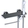 Wunderbad Design WC/bidet doccetta con ripiano e portarotolo, set completo con miscelatore a parete con valvola G1/2, ripiano integrato e porta rotolo di carta
