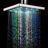 Estink Soffione Doccia a Pioggia LED 20,3 cm Girevole Romantico, Multicolore senza Batterie Quadrato Cromato