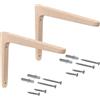 Gedotec Staffa in legno di faggio | 2 mensole in legno naturale massiccio | 200 x 125 mm | TAUM | portata fino a 75 kg in coppia | mensole adatte a librerie | mensole pesanti per scaffali a parete