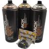 PROGAL COLORS Set di bombolette spray Montana Black - Argento, Rame e Oro Cromo 3 x 400 ml incl. + 3 testine di ricambio