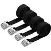 URAQT 4 Pcs Cinghie di Tensione, 2 M x 2 cm Cinghie di Tensione con Fibbia, Adatto per Moto, Auto, Portabiciclette, Trazione: 500kg / Pezzo (Nero)