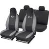 Auto Accessori Lupex Coprisedili Compatibili per Citroen C1 2005-2022 | Kit completo, Made In Italy, Copri poggiatesta anteriori integrato, Policotone, Nero Grigio Chiaro