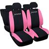 Auto Accessori Lupex | Set 12 pezzi Coprisedili Auto Compatibili con Qashqai I e II (2006-2021), Colore Nero Rosa, Made In Italy, in Policotone, Protezione Sedili Anteriori e Posteriori