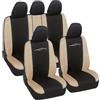 Lupex Shop Auto Accessori Lupex Coprisedili Auto Universali Modello Racing, Set Fodere per Protezione Sedili Anteriori e Posteriori (Nero - Beige)
