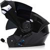 Bluetooth Casco per Moto con Doppia Visiera Antiriflesso, Casco Modulare per Moto Integrale con Radio FM Integrata Bluetooth Caschi Integrati Bluetooth Approvazione ECE,55-62CM