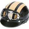 Shkalacar Moto Scooter Mezza Pelle Casco Aperto con Visiera UV Occhiali Retro Vintage Style 54-60cm