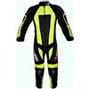 BI ESSE - Tuta da MINIMOTO per bambino in pelle e cordura professionale, completa di protezioni (Nero/Giallo Fluo, 3XS (4 anni))