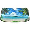 CHIFIGNO Parabrezza auto parasole tropicale paesaggio marino spiaggia palme fisarmonica pieghevole finestra ombra auto parabrezza parasole auto blocco raggi UV mantenere il veicolo fresco, 134,6 cm x 59,7 cm