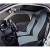 Rebeca Shop® Coprisedili Anteriori compatibili per Smart fortwo, prima, seconda e terza serie, W450 W451 W453, Set di 2 foderine banda centrale colorata (Grigio chiaro/Nero, Smart Fortwo)