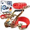 NTG Set di 2 cinghie di tensione con cricchetto, 8 m, robusto set di cinghie di ancoraggio per camion, rimorchi e furgoni, 5.000 kg LC, 50 mm di larghezza, cinghia di tensione testata TÜV/GS secondo