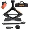 Verda Cric a forbice 2T, 104-425 mm, kit con cricchetto, colonna in acciaio e gomma, sollevatore auto, piastra in acciaio ingrandita, cric portatile per auto MPV SUV SN4568