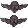 NAILAO 2PCS Cranio alato Skull Emblema Etichettatura Materiale Metallico Resistente Alla Pioggia è Applicabile al Bagagliaio del Camioncino Auto(NERO)