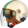 VVPEC Bluetooth Moto 3/4 Casco Auricolare E Microfono Integrati Con Doppia Visiera Certificazione ECE Casco Jet Jet Per Adulti Uomini Donne - Mezze Caschi Moto Stile Vintage(Color:1,Size:XL(61~62CM))