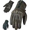 Texpeed Guanti da moto in pelle uomo - Estivi/invernali Guanti per motociclisti - Protezione delle mani zippata per ciclomotore Armatura Marrone - (XL)