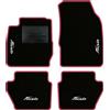QUEMAR Tappetini Auto compatibili con Ford Fiesta MkVI 6 serie 2008-2017/Kit Tappeti Moquette e Gomma su Misura (Set 2 Anteriori + 2 Poster.)/Ricami e Colori Personalizzati (4 Ricami, Bordo Fucsia)