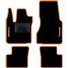 QUEMAR Tappetini Auto per Renault Twingo III, Bordo Arancio, 2 Ricami | 2014-2024 / anche Elettrica / Kit Tappeti Moquette e Gomma su Misura / Set 2 Anteriori + 2 Post. / Ricami e Colori Personal.