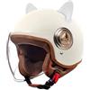RIKCAT Casco moto jet per bambini con orecchie di gatto Casco moto omologato DOT/ECE per ragazzi e ragazze con visiera antigraffio C,54-61CM