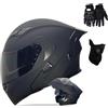 SONGDIQI Caschi da Moto Modulari, Casco da Moto a Doppia Visiera Integrale Omologato DOT/ECE, per Adulti Uomini e Donne(C1,L(57~58CM))