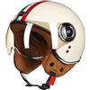 RIKCAT Casco moto 3/4, casco jet mezzo casco omologato DOT/ECE con visiera parasole stile retrò vintage per casco moto Vespa per uomo, donna, adolescente I,L.