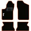 QUEMAR Kit Tappetini Auto per Fiat 600 1998-2010, Bordo Arancio, 1 Ricamo