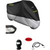 farbrothersonline COMPATIBILE CON DUCATI MULTISTRADA 1200 S ANTIGRANDINE IMPERMEABILE TELO COPRIMOTO FELPATO PER MOTO-SCOOTER-PARABREZZA E BAULETTO NERO CON STRISCE FLUO COVER 296X105X127