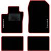 QUEMAR Tappetini Auto per Renault Twingo II, Bordo Rosso, 2 Ricami | 2007-2014 / Kit Tappeti Moquette e Gomma su Misura / Set 2 Anteriori + 2 Posteriori / Ricami e Colori Personalizzati