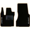 QUEMAR Tappetini Auto per Smart Fortwo 453, Bordo Beige, 2 Loghi+Ricami | 2014-2024 / W453 / Kit Tappeti Moquette e Gomma su Misura / Set 2 Anteriori / Ricami e Colori Personalizzati / Antiscivolo