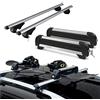 Au Co Barre portatutto in alluminio + Portasci 4 paia di sci o 2 snowboard per JEEP RENEGADE dal 2014 in poi con railing aperti