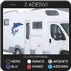 kamiustore Adesivo Delfino per Camper, Roulotte, Furgoni Van E Barche in Vinile per Esterni - 2 Adesivi 40 X 40 Cm (Blu)