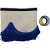 KRAM-TRUCK Tendina per camion con pompon, Parasole per camion, Protezione solare per tutte le marche di camion (beige chiaro, pompon blu)