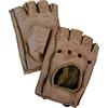 AMAS The Best GUANTI DA GUIDA MEZZE DITA HALF FINGER VERA PELLE AUTO BICI SPORT TEMPO LIBERO PALESTRA CAFE' RACER VINTAGE (BROWN, S)