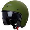 A-Pro Casco Moto Jet Cafe Racer Omologato ECE 22-06 Parasole scooter Verde Opaco XS