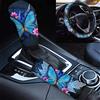 Woisttop Set di accessori per auto, coprivolante per donna, universale, motivo farfalla, adatto per volante da 35,6 a 39,4 cm, con copertura freno a mano e cambio, decorazione per auto