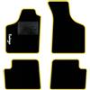 QUEMAR Tappetini Auto compatibili con Renault Twingo I 1993-2007 / Kit Tappeti Moquette e Gomma su Misura (Set 2 Anteriori + 2 Posteriori) / Ricami e Colori Personalizzati (Bordo Giallo, 1 Ricamo)